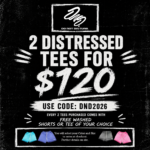 SALE DETAILS: 2 DISTRESSED GRAPHIC TEES FOR $120